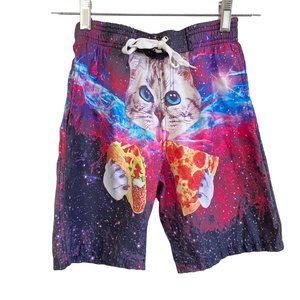 Galaxy Cat Board Shorts Quick Dry Kids 8T Pizza Taco Space